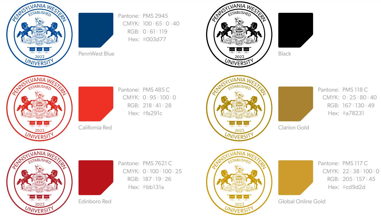 Secondary colors for the university seal