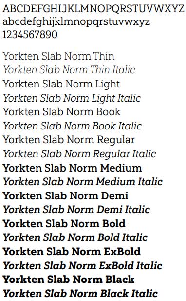 Yorkten Slab typography examples