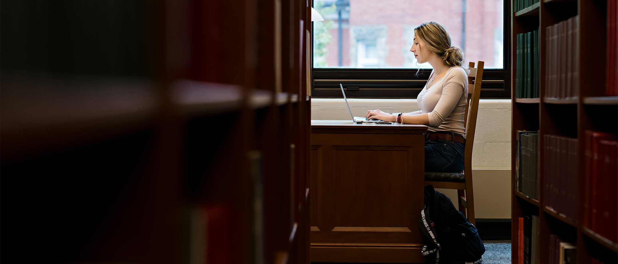 Student studying in the library