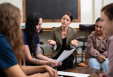 Students learning in a classroom