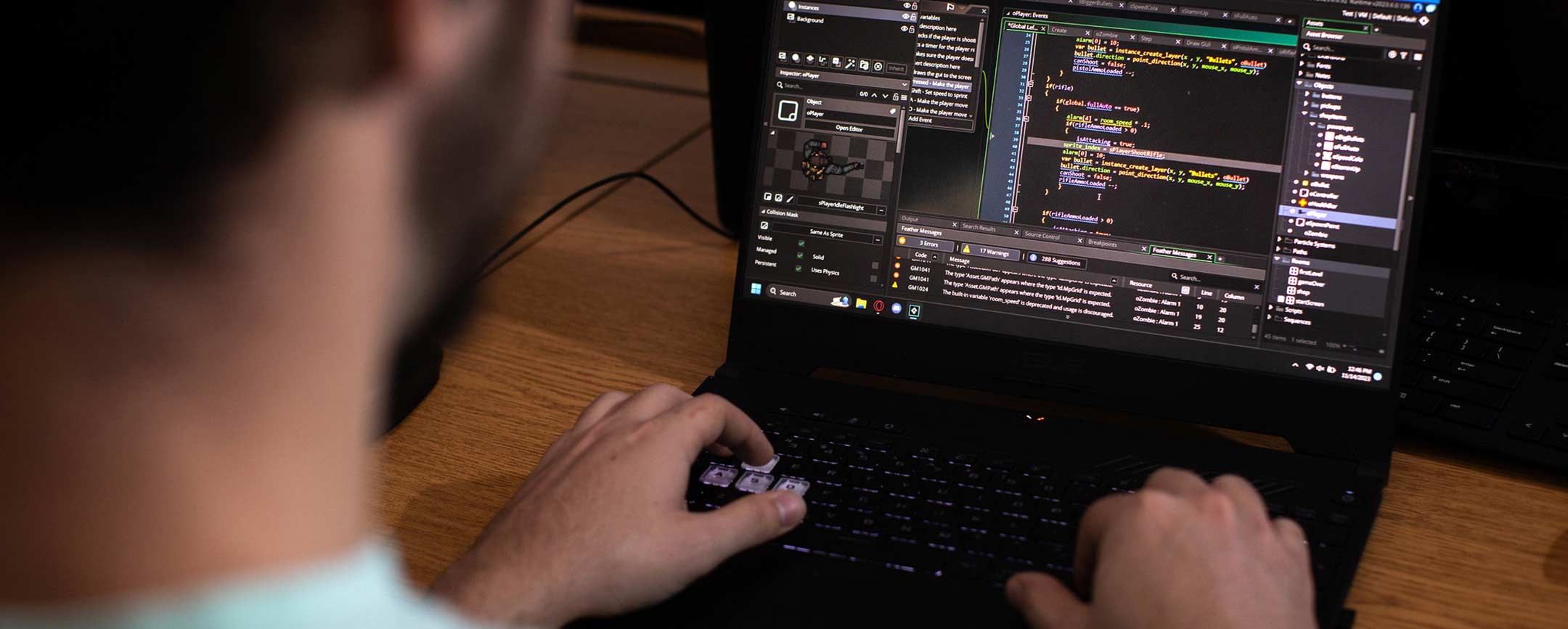 Student works on a computer