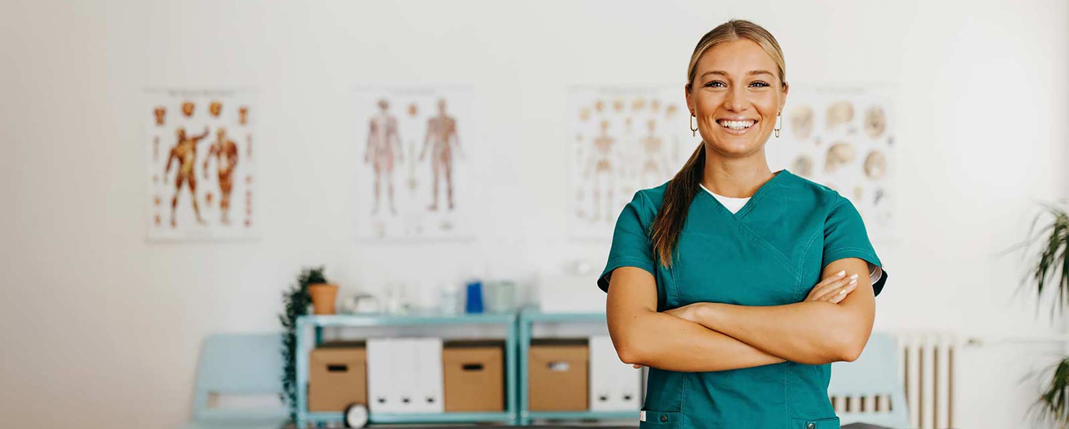 A physical therapist assistant student in a lab