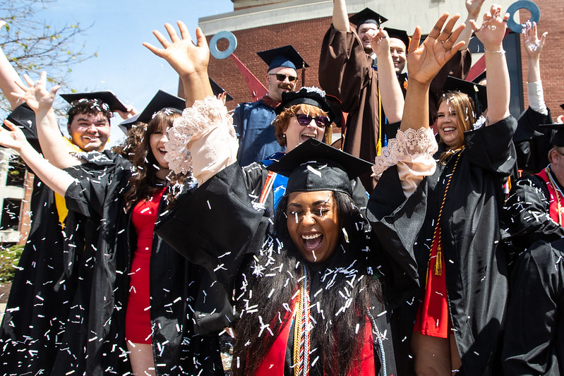 Students at Pennsylvania Western University (PennWest) celebrating graduation.