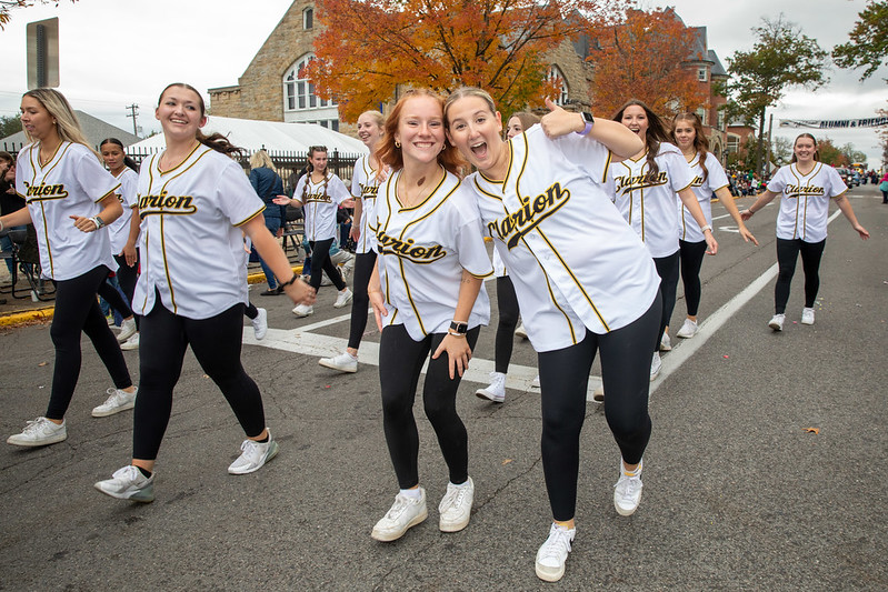 Clarion students in a parade on campus.