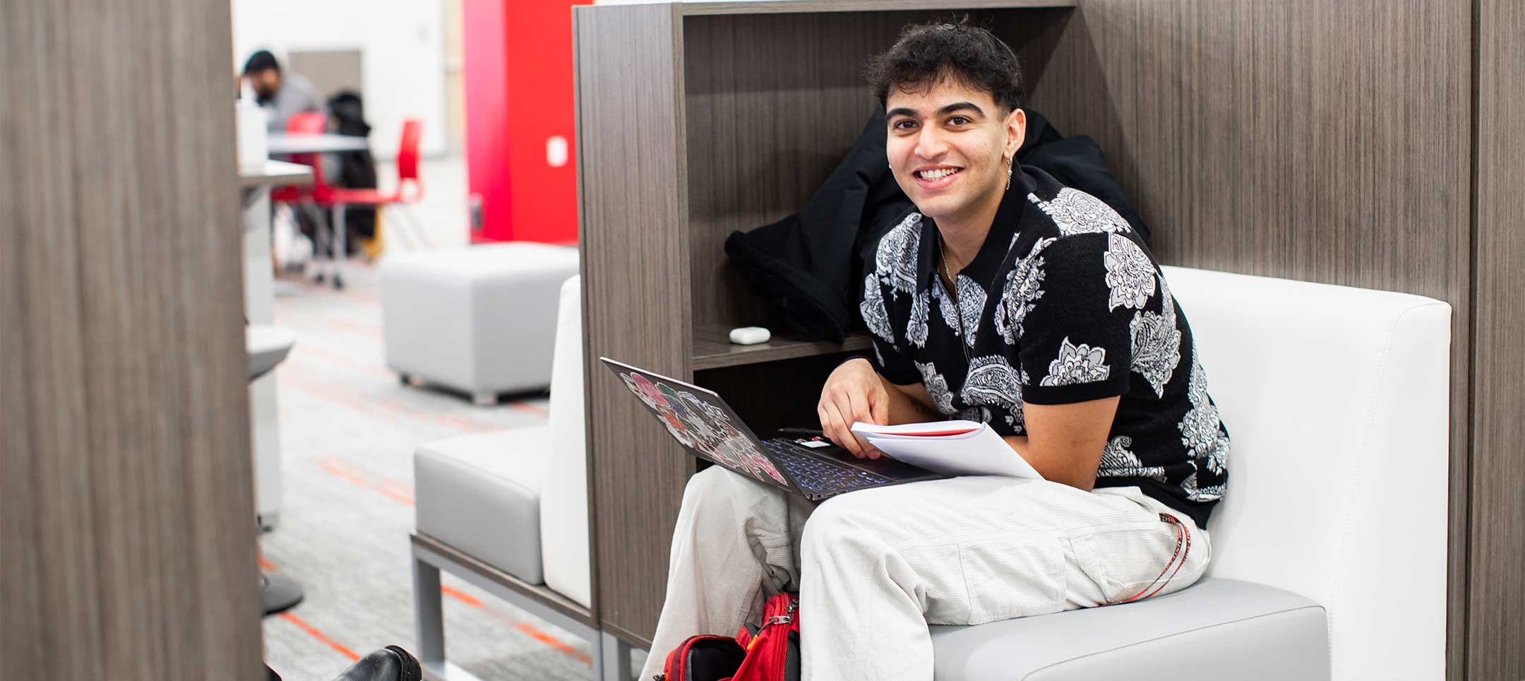 A student working on a laptop