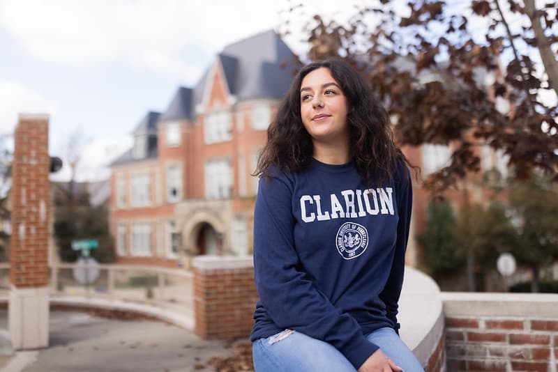 Student on Clarion campus. 