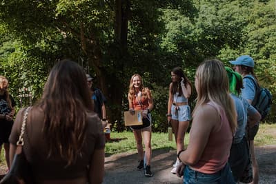 Students hiking at PennWest Clarion.