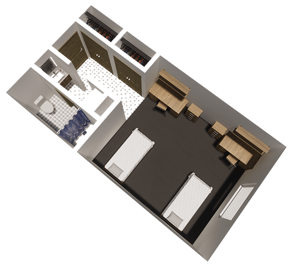 Floor Plan for Two Person, One bedroom, one batch