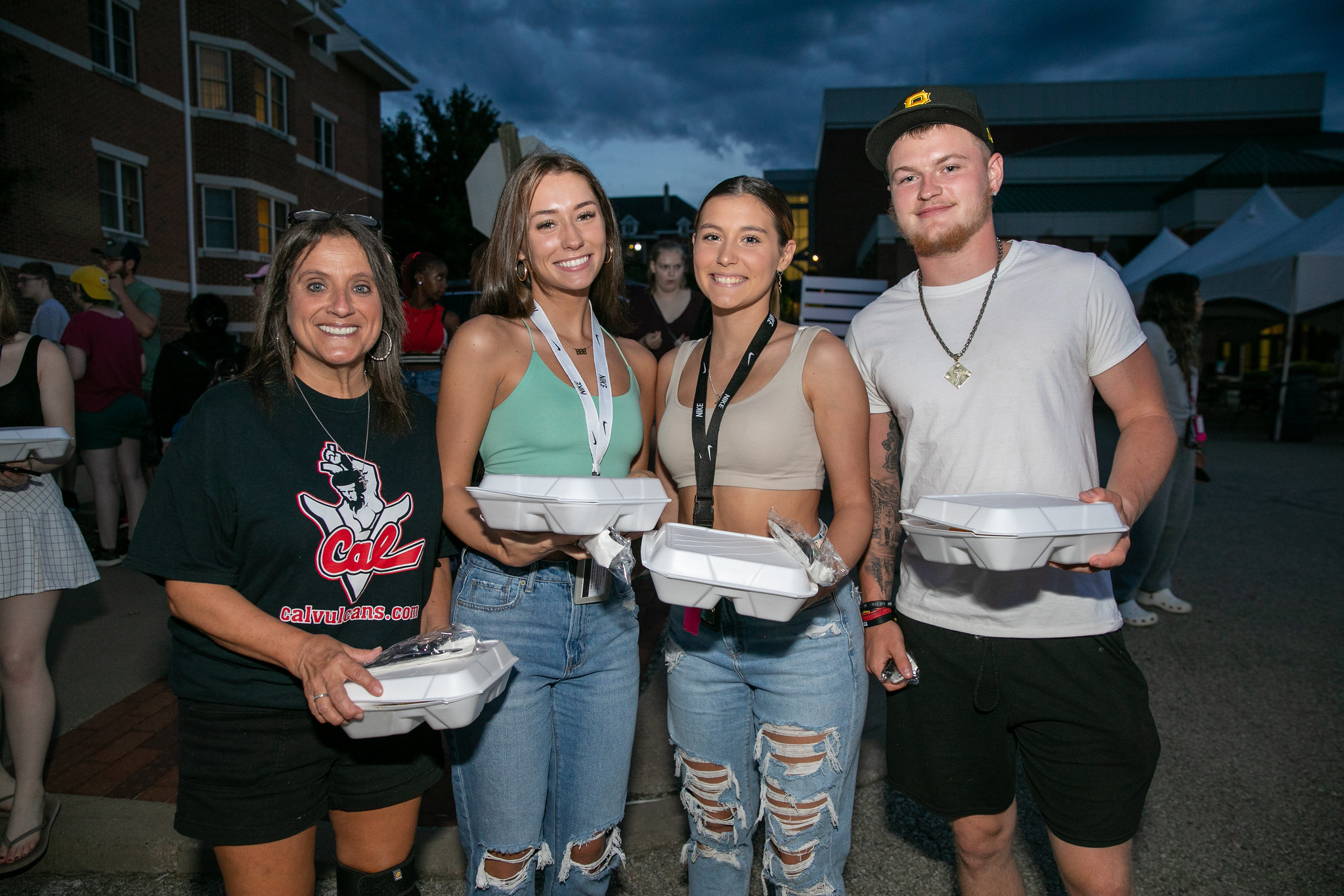 Students Enjoying a Takeout Meal