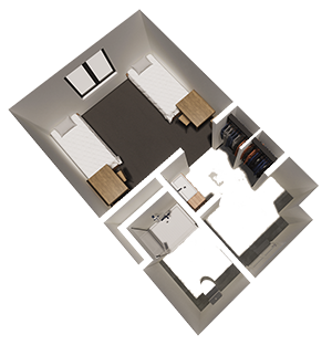 Suites on Main 2 person 1 bath room layout