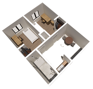 Suites on main 2 single bed 1 bath room layout