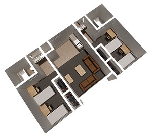 2 Double Bedroom Suite – 2 Bath - Room Layout