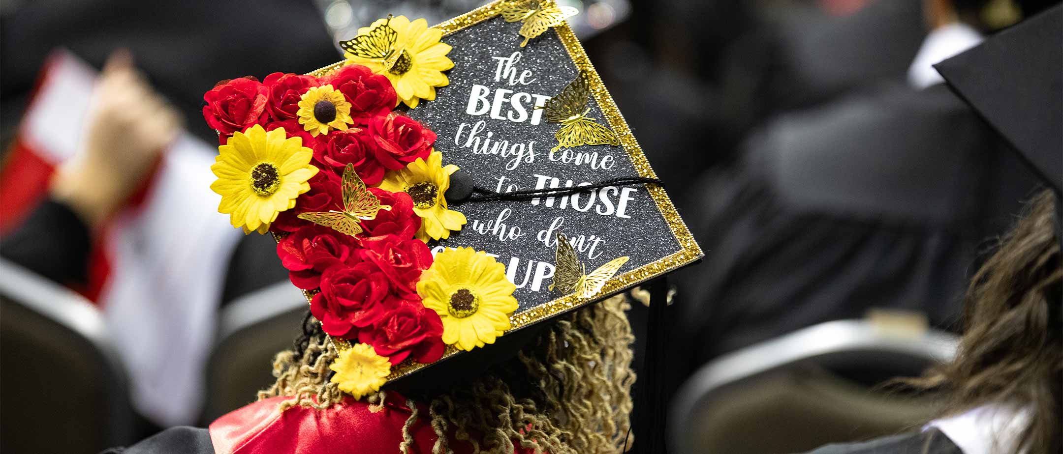 Student with a decorated graduation cap