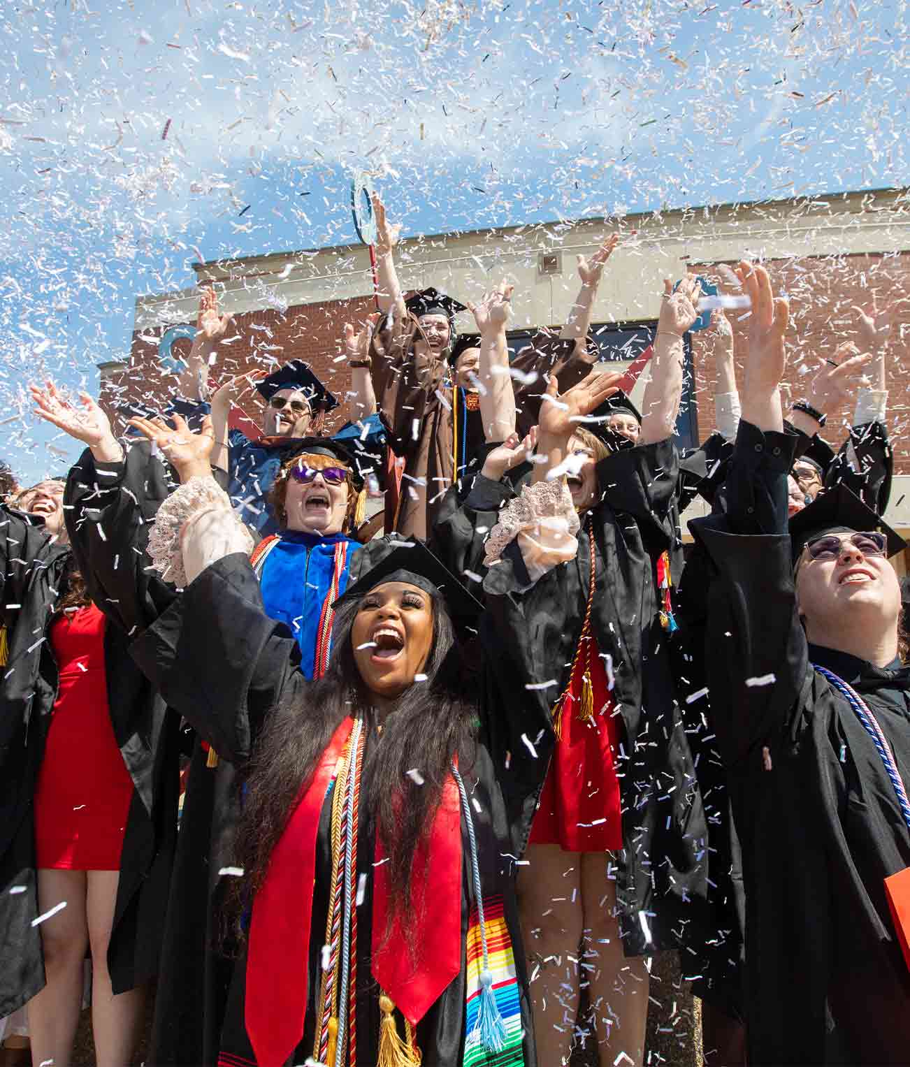 Students celebrating graduation