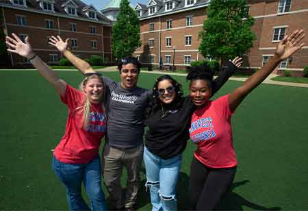 Students smiling on campus