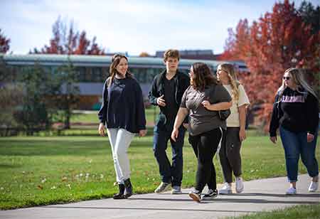 Students walking on campus