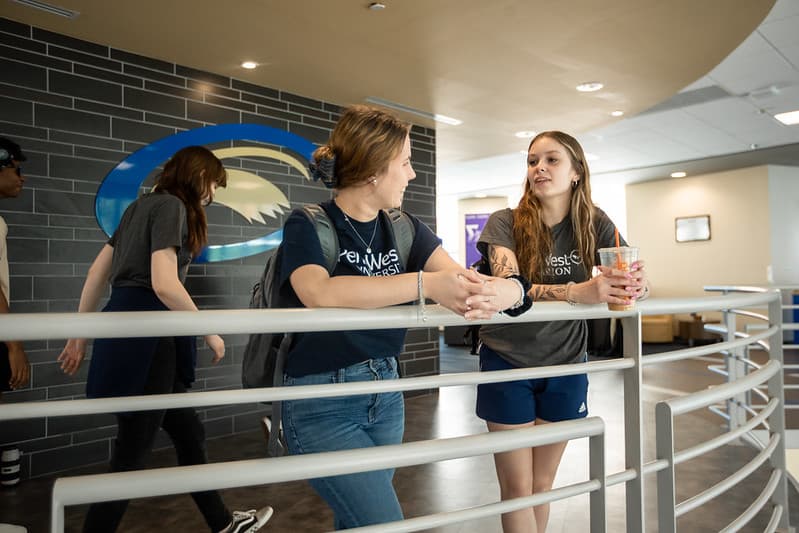 Students at PennWest Clarion visit student center. 