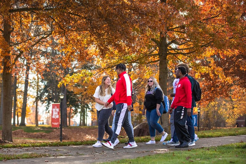 Students at PennWest Edinboro visit campus. 