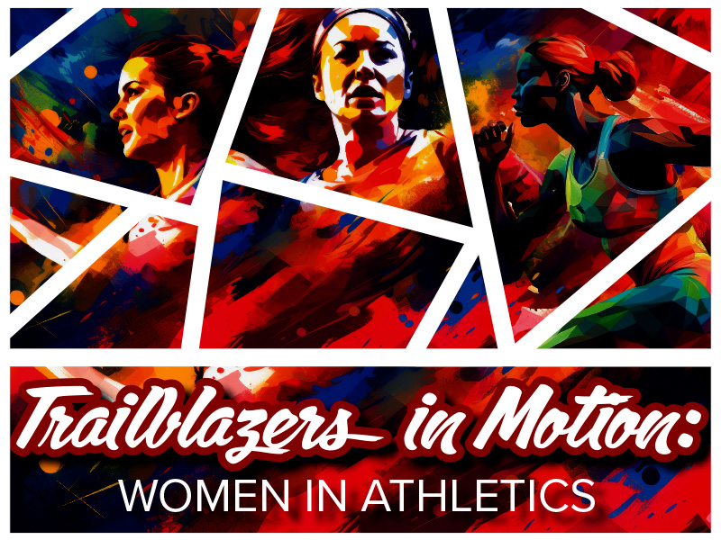 Athletics panel graphic with three women.