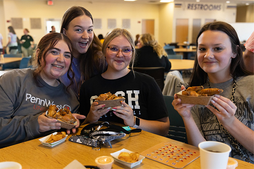 Clarion students eating delicious food