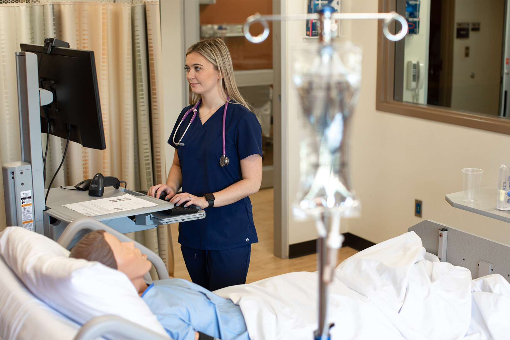 nursing student using computer