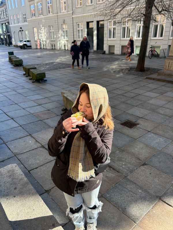 Allison Dobrinski and her Copenhagen hot dog