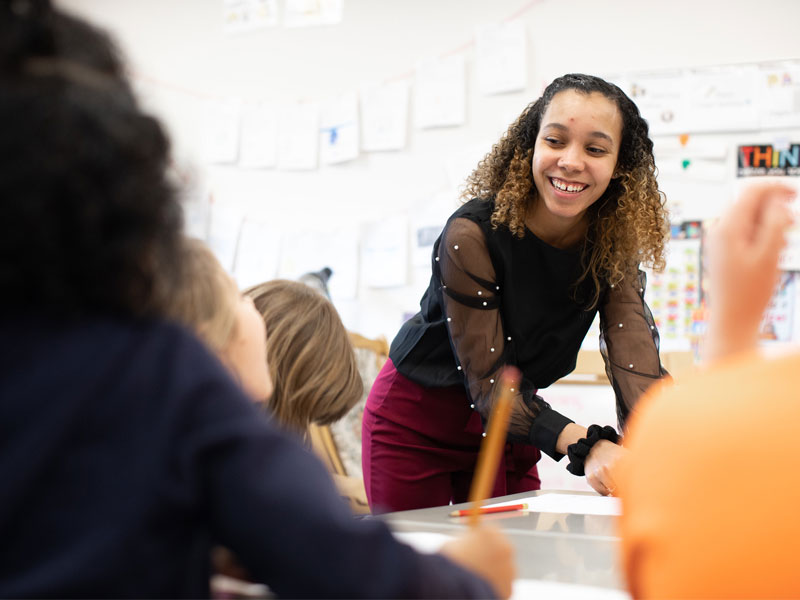 A student teacher in a classroom at Pennsylvania Western University. 